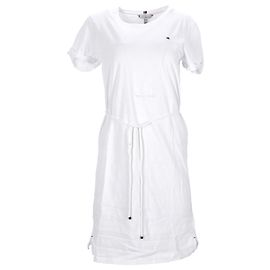 Tommy Hilfiger Vestido estilo camiseta con cordón de algodón para mujer en algodón blanco Blanco