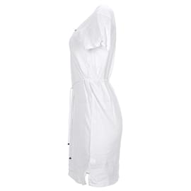 Tommy Hilfiger-Tommy Hilfiger Damen T-Shirt-Kleid aus Baumwolle mit Kordelzug aus weißer Baumwolle-Weiß