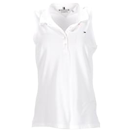 Tommy Hilfiger-Tommy Hilfiger Womens Sleeveless Stretch Cotton Slim Fit Polo in White Cotton-White