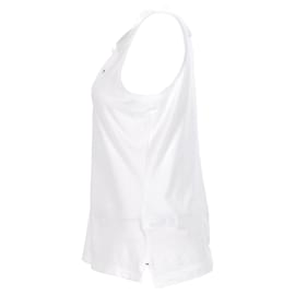 Tommy Hilfiger-Polo feminino Tommy Hilfiger sem mangas de algodão elástico slim fit em algodão branco-Branco