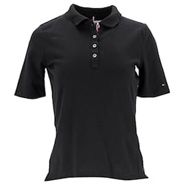 Tommy Hilfiger-Tommy Hilfiger Womens Essential Regular Fit Polo in Black Cotton-Black