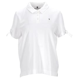 Tommy Hilfiger-Tommy Hilfiger Womens Organic Cotton Self Tie Sleeve Polo in White Cotton-White