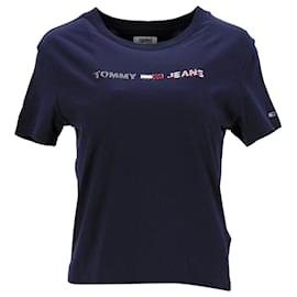 Tommy Hilfiger-T-shirt da donna in morbido jersey di cotone organico Tommy Hilfiger in cotone blu navy-Blu navy