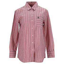 Tommy Hilfiger-Top tejido tipo camisa de manga larga extragrande para mujer-Roja