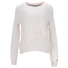 Suéter feminino Tommy Hilfiger tricotado em algodão creme Branco Cru