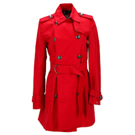Tommy Hilfiger-Tommy Hilfiger Womens lined Breasted Utility Trench Coat in Red Cotton-Red