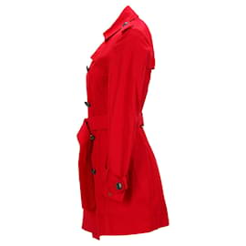 Tommy Hilfiger-Tommy Hilfiger Womens lined Breasted Utility Trench Coat in Red Cotton-Red