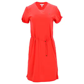 Tommy Hilfiger-Tommy Hilfiger Womens Cotton Drawstring T Shirt Dress in Red Cotton-Red