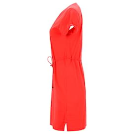 Tommy Hilfiger-Vestido camiseta feminino Tommy Hilfiger de algodão com cordão em algodão vermelho-Vermelho