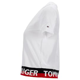 Tommy Hilfiger-Polo da donna con vestibilità rilassata in cotone organico Tommy Hilfiger in cotone bianco-Bianco