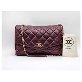 Chanel-Chanel Timeless Classic Maxi XL Jumbo Crossbody Shoulder Bag-Dark red