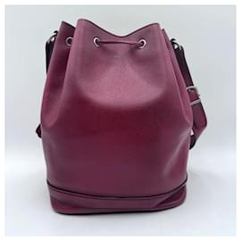 Céline-Celine Leather Sac Seau Bucket Drawstring Bag with side pocket-Red