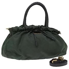 Prada-Prada bolso de mano de nylon 2forma de autenticación verde4577-Verde
