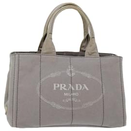 Prada-PRADA Canapa MM Hand Bag Canvas Gray Auth ki4125-Grey