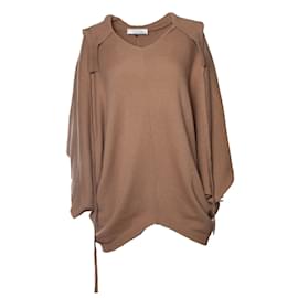 Valentino-Valentino, Hooded cashmere poncho in camel-Brown