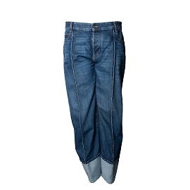 Bottega Veneta, vaqueros cropped doblados Azul