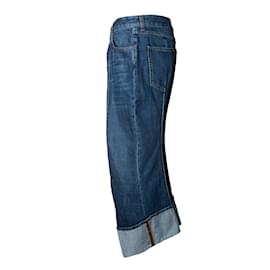 Bottega Veneta-Bottega Veneta, jeans piegati tagliati-Blu