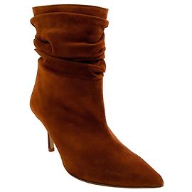 L'Agence Cognac Suede Florine Slouch Booties Brown