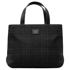 Burberry-Borsa a mano Burberry nera con motivo fumé-Nero