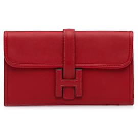 Hermès-Red Hermes Swift Jige Duo Wallet-Red