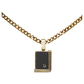 Dior-Collier pendentif logo Dior doré-Doré