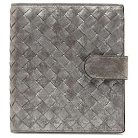Bottega Veneta-Gray Bottega Veneta Intrecciato Leather Bi-fold Wallet-Other