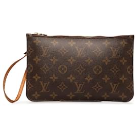 Louis Vuitton-Brown Louis Vuitton Monogram Neverfull Pochette Pouch-Brown