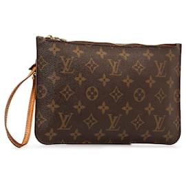 Louis Vuitton-Brown Louis Vuitton Monogram Neverfull Pochette Pouch-Brown