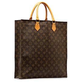 Louis Vuitton-Brown Louis Vuitton Monogram Sac Plat Tote Bag-Brown