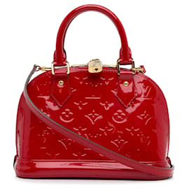 Louis Vuitton-Bolso satchel rojo Louis Vuitton Vernis Alma BB con monograma-Roja