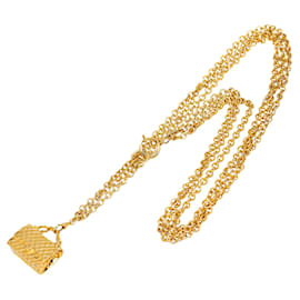 Chanel-Collar con dije de solapa CC de Chanel dorado-Dorado