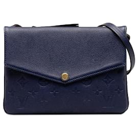 Louis Vuitton-Blue Louis Vuitton Monogram Empreinte Twice Crossbody Bag-Bleu