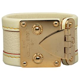 Louis Vuitton-White Louis Vuitton Suhali S Lock Bracelet-White