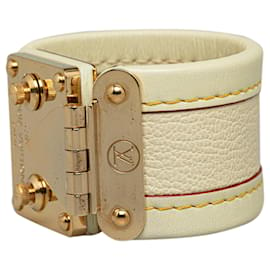 Louis Vuitton-Weißes Louis Vuitton Suhali S Lock Armband -Weiß
