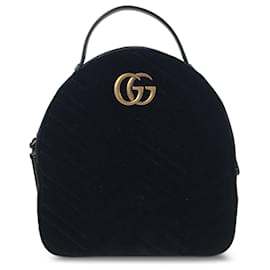 Gucci-Black Gucci Small Velvet GG Marmont Matelasse Backpack-Black