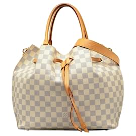 Louis Vuitton-White Louis Vuitton Damier Azur Girolata Bucket Bag-White