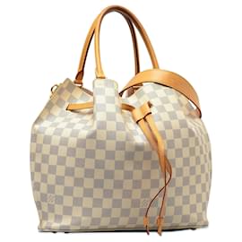 Louis Vuitton-White Louis Vuitton Damier Azur Girolata Bucket Bag-White