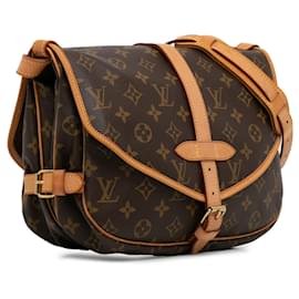 Louis Vuitton-Brown Louis Vuitton Monogram Saumur 30 Crossbody Bag-Brown