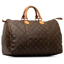 Louis Vuitton-Brown Louis Vuitton Monogram Speedy 40 Boston Bag-Marrone
