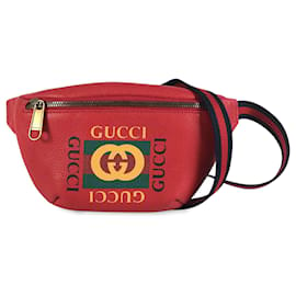 Gucci-Marsupio in pelle rossa con logo Gucci-Rosso