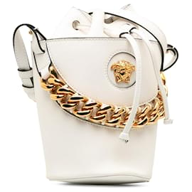 Versace-White Versace La Medusa Bucket Bag-White