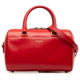 Saint Laurent-Bolso satchel clásico de cuero tipo lona para bebé de Saint Laurent rojo-Roja