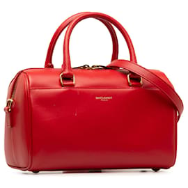 Saint Laurent-Bolso satchel clásico de cuero tipo lona para bebé de Saint Laurent rojo-Roja