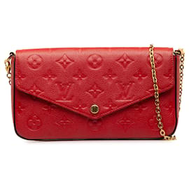 Louis Vuitton-Red Louis Vuitton Monogram Empreinte Pochette Felicie Crossbody Bag-Red