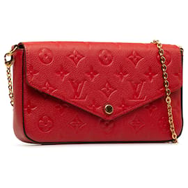 Louis Vuitton-Bolsa Crossbody Louis Vuitton Monograma Empreinte Pochette Felicie Vermelha-Vermelho