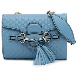 Gucci-Blue Gucci Mini Microguccissima Emily Crossbody Bag-Blue