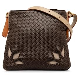 Bottega Veneta-Brown Bottega Veneta Intrecciato Marquis Crossbody-Marrone