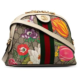 Gucci-Taupe Gucci Small GG Supreme Flora Ophidia Dome Crossbody Bag-Other