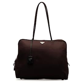 Prada-Brown Prada Tessuto Tote Bag-Brown