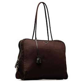 Prada-Brown Prada Tessuto Tote Bag-Brown